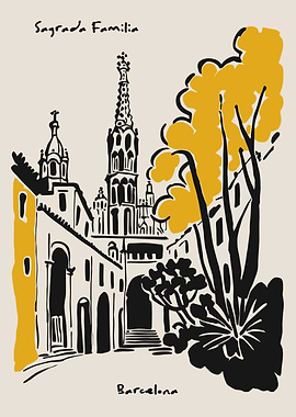Sagrada Familia Barcelona Illustration