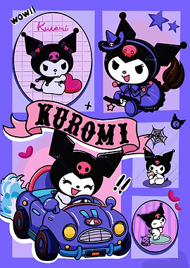 Kuromi Collage with Car and Witch