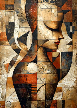 Abstract Woman Portrait in Earth Tones