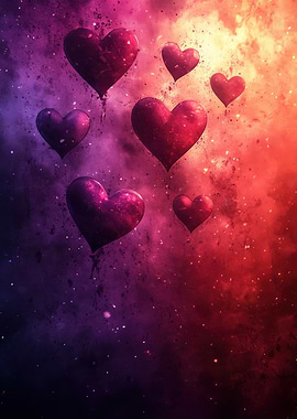 Floating Hearts in a Cosmic Sky