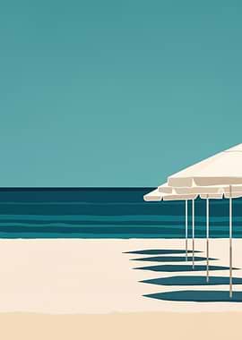 Beach Umbrellas Minimalist Art