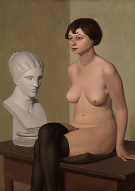 Nude Woman with Bust Painting