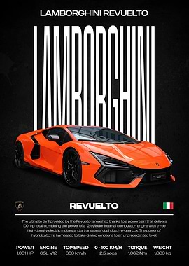 Lamborghini Revuelto Car Poster