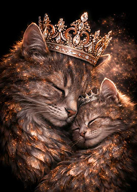 Cat Motherhood - Royal Rose Gold & Silver Luxury Wall Art
