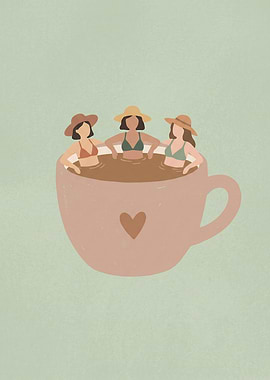 Women Relaxing in a Coffee Cup