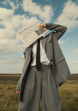 Suit, Newspaper, and Field