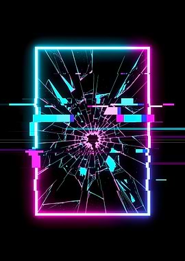 Neon Glitch Frame Shattered Light
