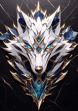 Ornate Wolf Head with Gemstone Details