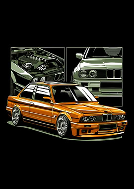 Classic Vintage Orange Car