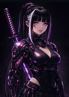 Cyberpunk Anime Girl with Katana