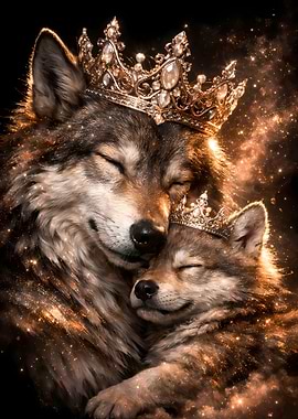 Wolf - Royal Rose Gold & Silver Luxury Wall Art