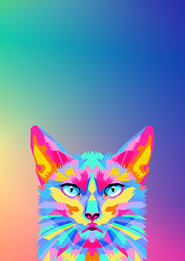 Colorful Geometric Cat Portrait