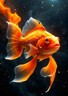 Elegant Orange Goldfish in space