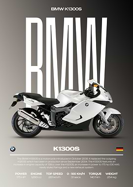 BMW K1300S Motorcycle Poster