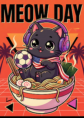 Meow Day: Cat in Ramen Bowl