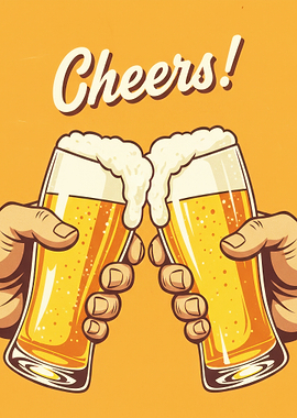 Cheers! Beer Toast Illustration