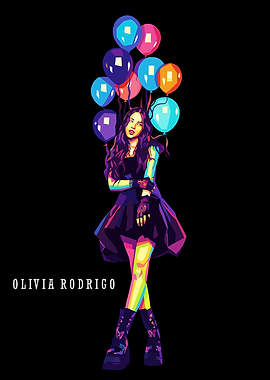 Olivia Rodrigo with Balloons Pop Art