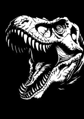 Tyrannosaurus Rex Black and White Illustration