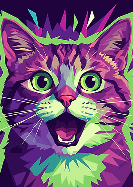 Colorful Pop Art Cat Portrait