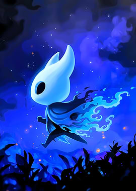 Hollow Knight in a Blue Night