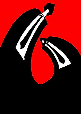 Abstract Suits on Red Background