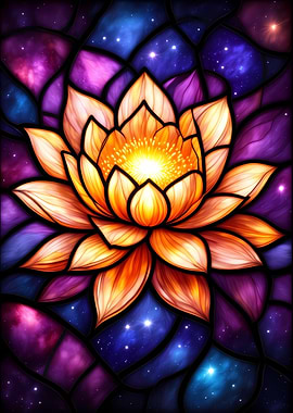 Lotus Flower Stained Glass Galaxy