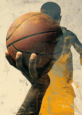 Basketball Player Holding Ball Art