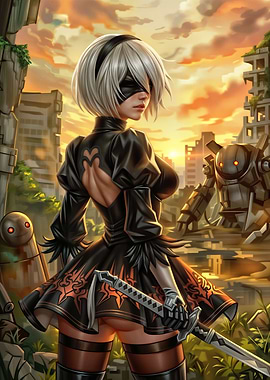 2B Nier Automata Digital Art
