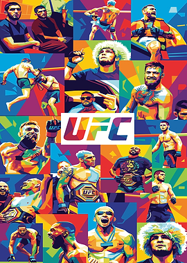 UFC Fighters Colorful Pop Art Collage