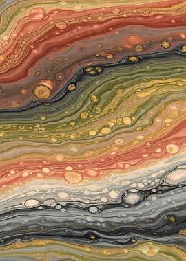 Abstract Fluid Art with Gold Accents