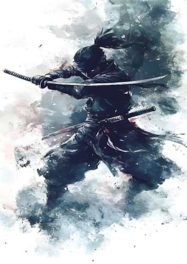 Ninja Warrior with Swords Digital Art