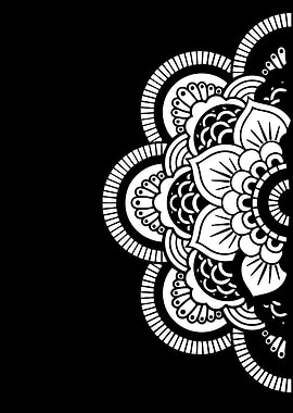 Black and White Floral Mandala Design