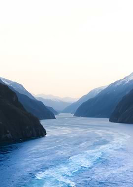 Blue Fjord Landscape