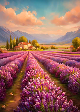 Lavender Field in Provence Landscape
