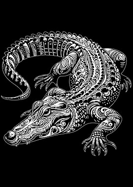Ornate Crocodile Illustration