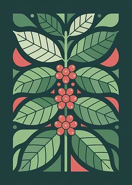 Stylized Coffee Plant Illustration