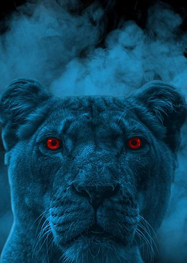 Blue Lion with Red Eyes