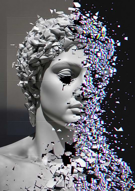 Deconstructed Statue Digital Art
