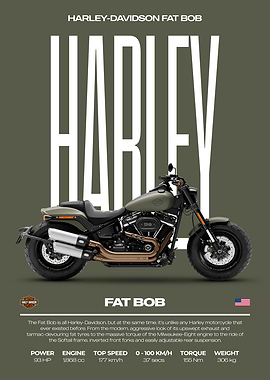 Harley-Davidson Fat Bob Motorcycle Poster