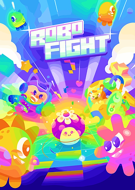 Robo Fight Game Colorful Illustration