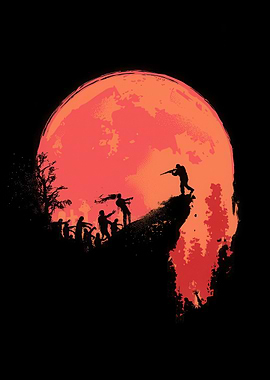 Zombie Apocalypse Hunter Silhouette Art