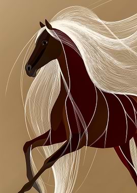 Elegant Horse Illustration with Flowing Mane