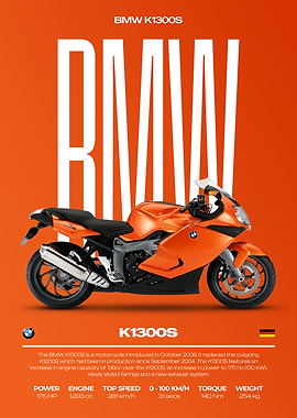BMW K1300S Motorcycle Poster
