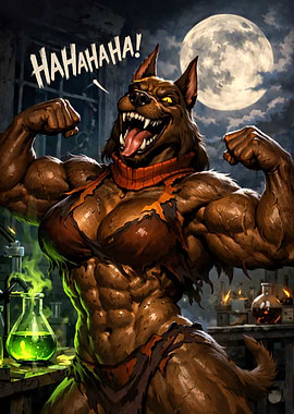 Muscular Werewolf Transformation in Laboratory