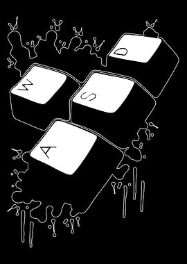 WASD Keys with Splatter