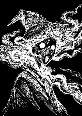 Sketch of a Witch in Black and White