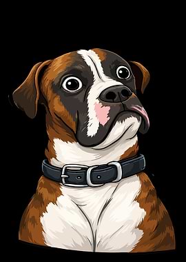 Cartoon Boxer Dog with Collar - Are you Pooping
