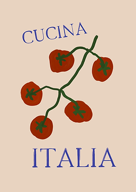Cucina Italia Tomato Branch Illustration