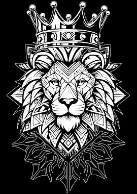 Lion King Geometric Black and White