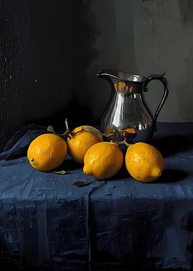 Still Life with Lemons and Silver Pitcher